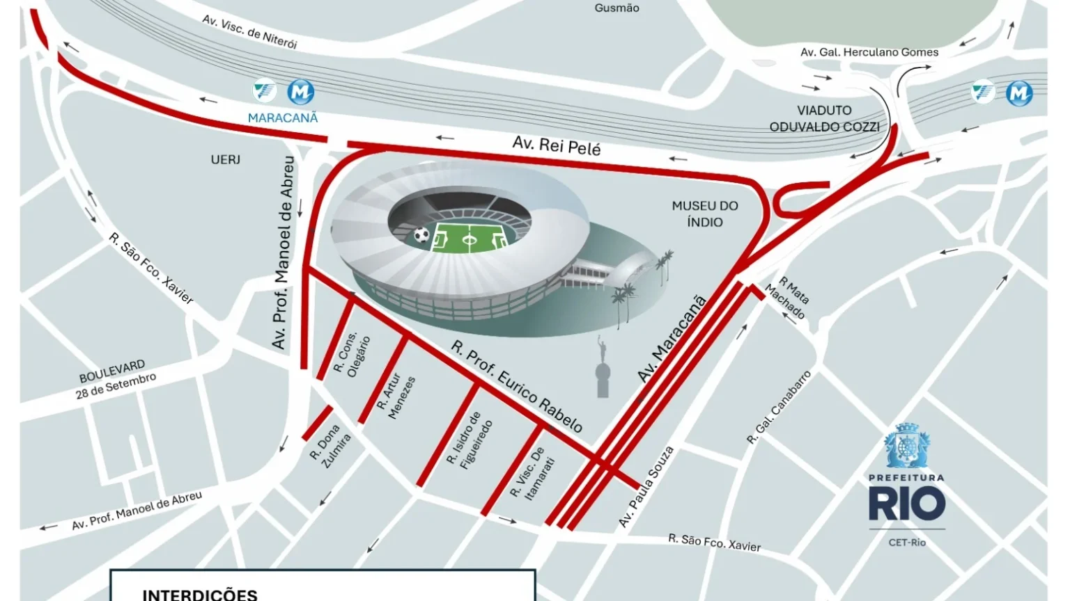 CET-Rio anuncia mudanças no trânsito do Maracanã para jogo Fluminense x Vasco