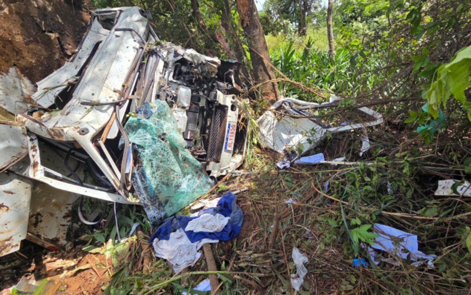 Caminhão despenca e motorista fica ferido em Buritizal, SP