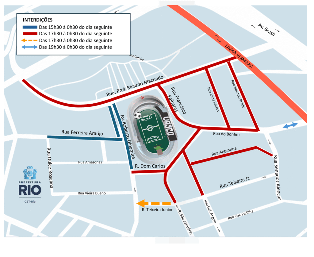 CET-Rio Implementa Operação de Trânsito Para Vasco e Bahia em São Januário CET-Rio Implementa Operação de Trânsito Para Vasco e Bahia em São Januário