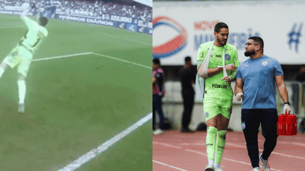 Goleiro do Bahia Sofre Lesão Impressiva e Quebra o Braço em Jogo; Assista ao Vídeo Goleiro do Bahia Sofre Lesão Impressiva e Quebra o Braço em Jogo; Assista ao Vídeo