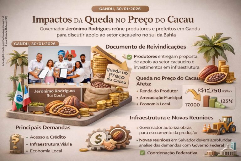 Governador Jerônimo discute a crise do cacau com produtores e prefeitos em Gandu