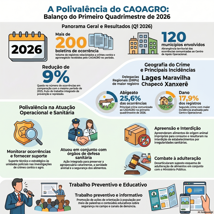 Crimes Contra o Agronegócio em Santa Catarina Sofrem Queda de 9% em 2026 Crimes Contra o Agronegócio em Santa Catarina Sofrem Queda de 9% em 2026