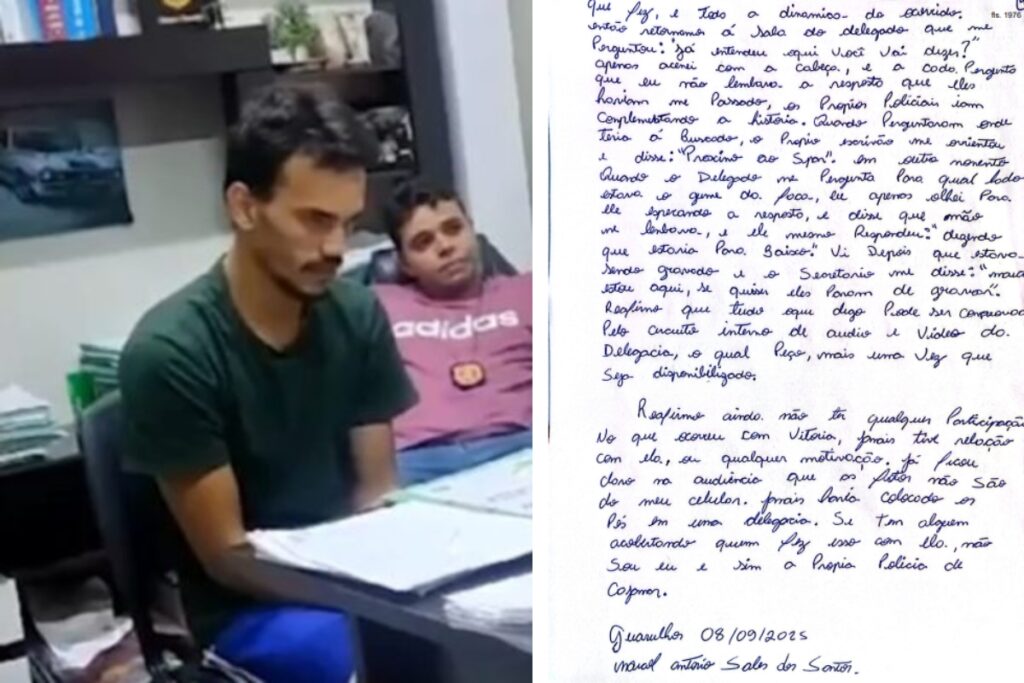 Caso Vitória: Detalhes da carta onde suspeito alega ter sido coagido a confessar Imagem do artigo