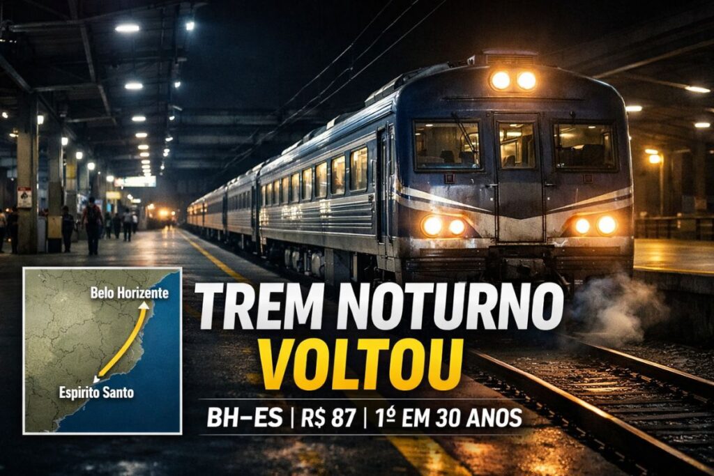 Primeiro Trem Noturno em 30 Anos Liga Belo Horizonte e Espírito Santo: Passagens a Partir de R$ 87 Primeiro Trem Noturno em 30 Anos Liga Belo Horizonte e Espírito Santo: Passagens a Partir de R$ 87
