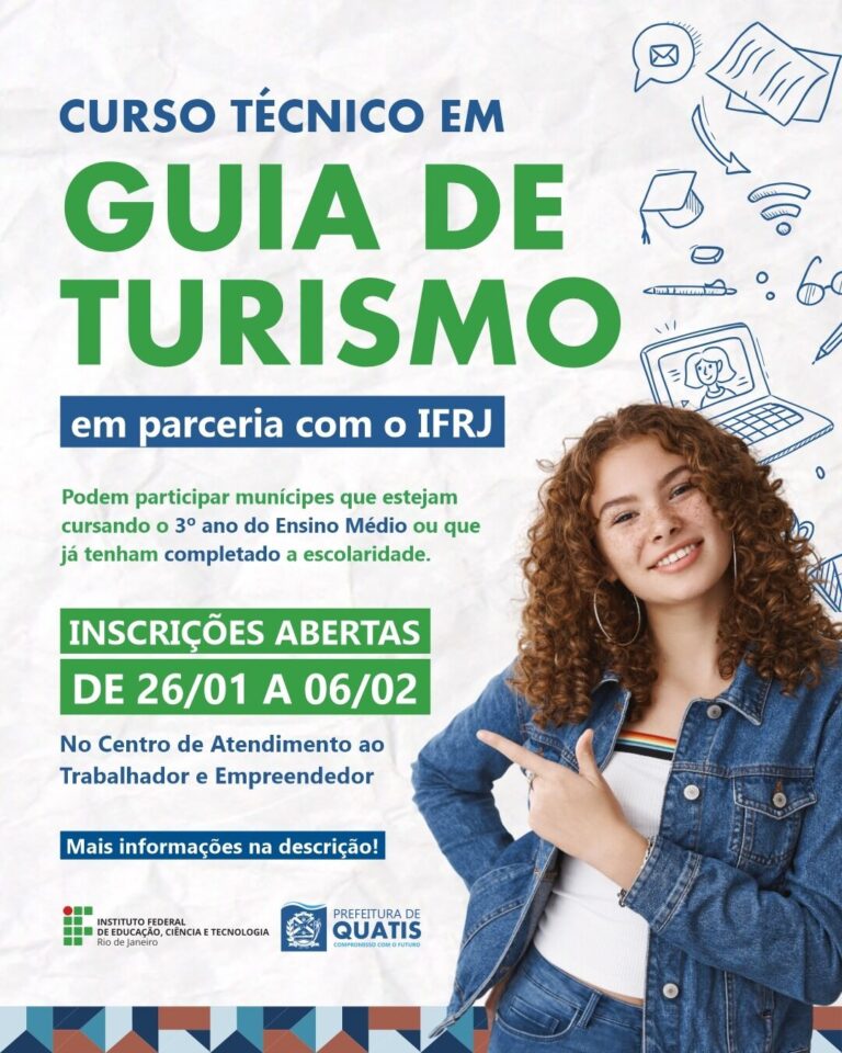 Inscrições Abertas para Curso Gratuito de Guia de Turismo em Quatis Inscrições Abertas para Curso Gratuito de Guia de Turismo em Quatis