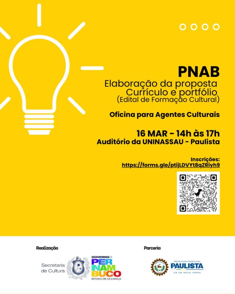 Oficina sobre a PNAB 2026: Cultural e Participativa em Paulista Oficina sobre a PNAB 2026: Cultural e Participativa em Paulista