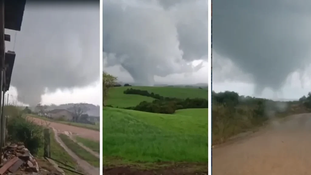 Tornado causa destruição em fazendas e mata animais no Rio Grande do Sul Tornado causa destruição em fazendas e mata animais no Rio Grande do Sul